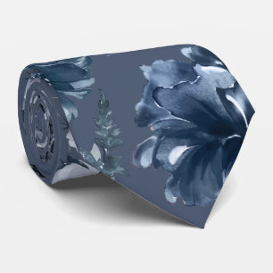 Col cravate Fleurs de jardin bleu marine Mariage b
