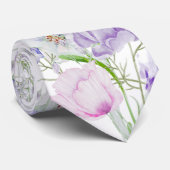 Col cravate fleurs de lilas aquarelle (Roulé)