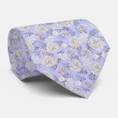 Col cravate fleurs motif floral bleu clair (Roulé)