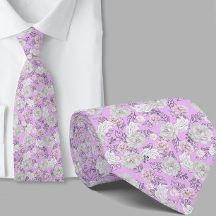Col cravate fleurs motif floral lavande