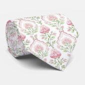 Col cravate fleurs roses aquarelle (Roulé)