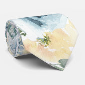 Col cravate fleurs roses bleu marine poussiéreux (Roulé)