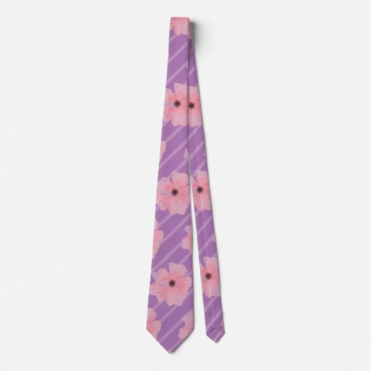 Col cravate fleurs roses et rayures (Devant)