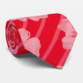 Col cravate fleurs roses et rayures (Roulé)