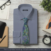 Col cravate floral bleu impressionniste