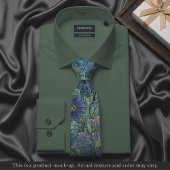 Col cravate floral bleu impressionniste