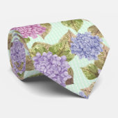 Col cravate floral hydrangeas aquarelle vert (Roulé)