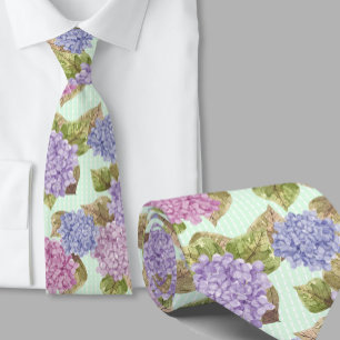 Col cravate floral hydrangeas aquarelle vert
