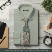 Col cravate floral impressionniste bleu clair