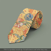 Col cravate floral jaune impressionniste