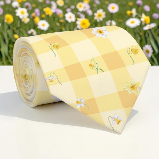 Col cravate floral jaune printemps saisonnier