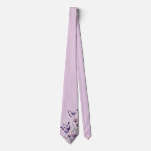 Col cravate floral lavande et papillon