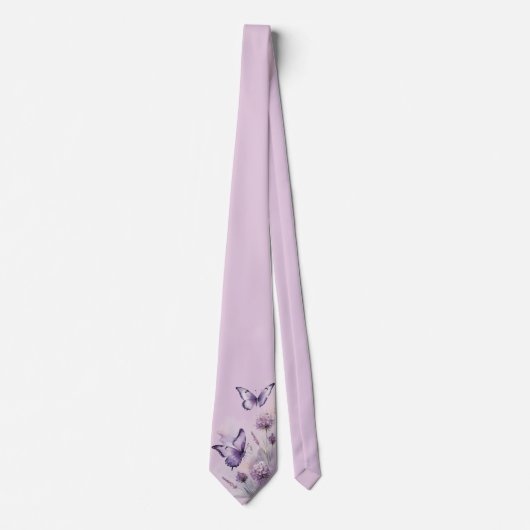 Col cravate floral lavande et papillon (Devant)