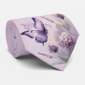 Col cravate floral lavande et papillon (Roulé)