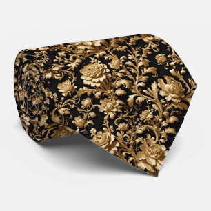 Col cravate floral noir et or baroque flamand
