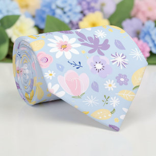 Col cravate floral pastel de printemps saisonnier