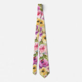 Col cravate floral rose jaune pourpre vert printem (Dos)