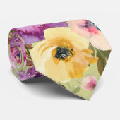 Col cravate floral rose jaune violet printemps ver (Roulé)