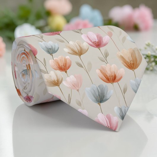 Col cravate floral tulipe de printemps