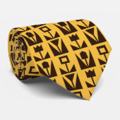 Col cravate homme jaune avec fleurs géométriques a (Roulé)