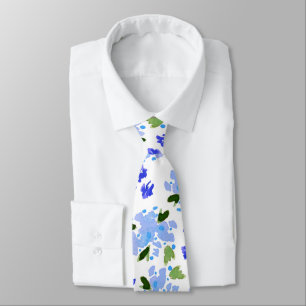 Col cravate jardin floral aquarelle bleue