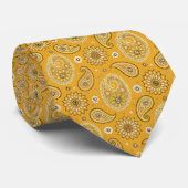 Col cravate jaune paisley rétro hippie (Roulé)