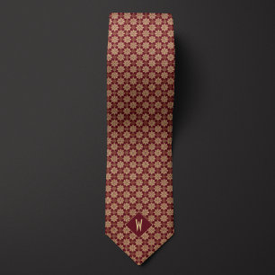 Col cravate mandala bordeaux et beige pour garçon 