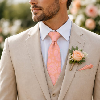 Col cravate mariage rose pêche rose