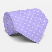 Col cravate mini pois blancs sur fond violet clair (Roulé)