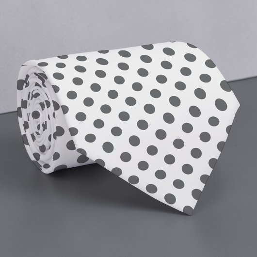Col cravate mini pois gris sur fond blanc