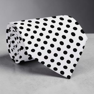 Col cravate mini pois noirs sur fond blanc