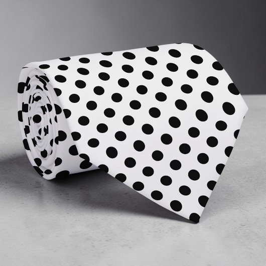 Col cravate mini pois noirs sur fond blanc
