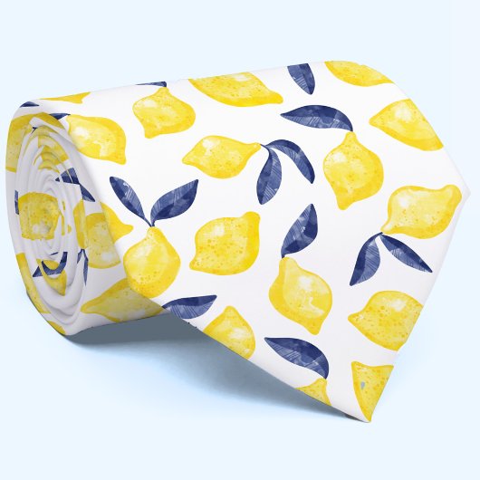 Col cravate motif citron aquarelle