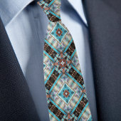 Col cravate motif diamant et X tons bruns et paste