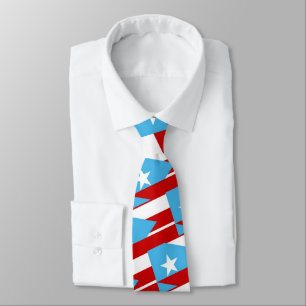 Col cravate motif drapeau bleu clair de Porto Rico