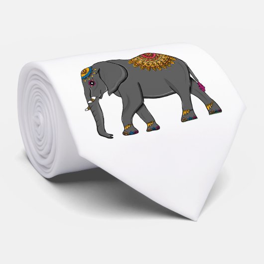 Col cravate motif éléphant thaïlandais  (Roulé)