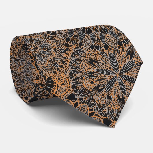Col cravate motif mandala orange (Roulé)