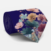 Col cravate Navy classique avec base florale vinta (Roulé)