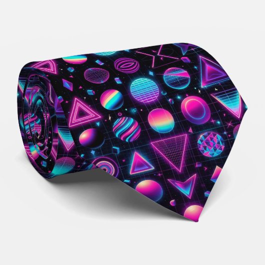 Col cravate néon formes funky rétro 80 (Roulé)