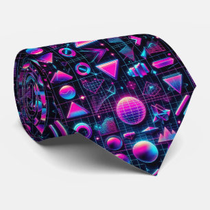 Col cravate néon formes funky rétro 80