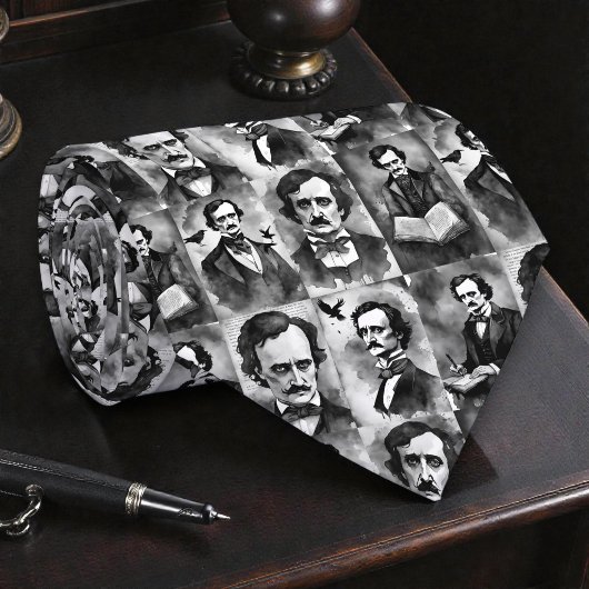 Col cravate noir et blanc Edgar Allan Poe
