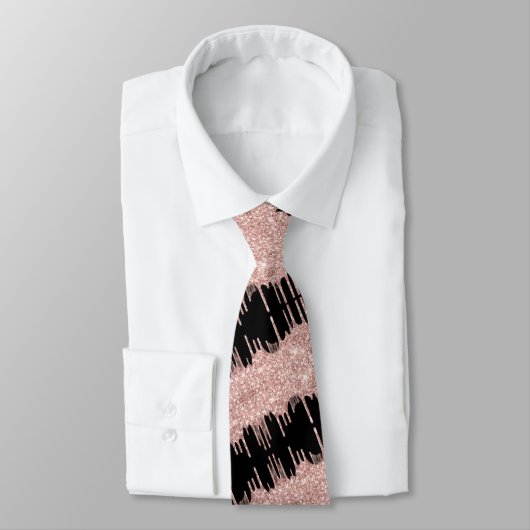 Col cravate noir paillettes or rose (Attaché)