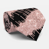 Col cravate noir paillettes or rose (Roulé)