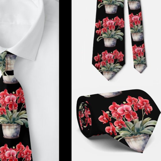 Col cravate Orchidée Rouge