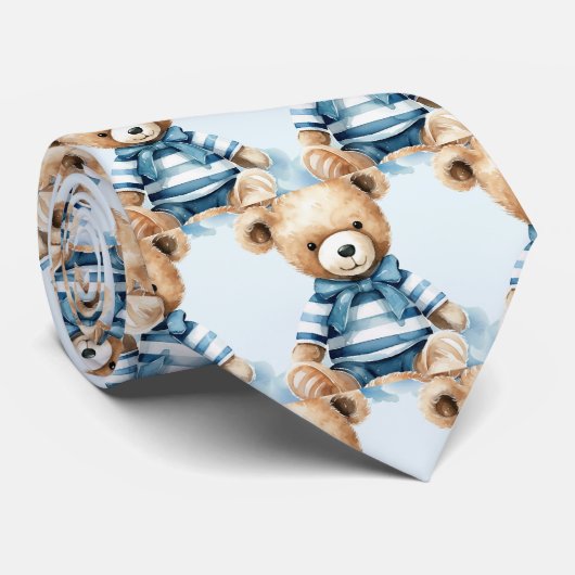 Col cravate Ours en Peluche Bleu (Roulé)