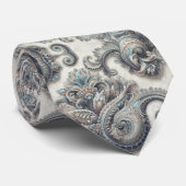 Col cravate paisley bleu or et blanc de luxe (Roulé)