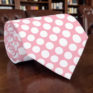 Col cravate personnalisé à pois blancs sur fond ro