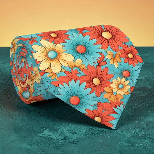 Col cravate personnalisé Fleurs Classique Rétro 70