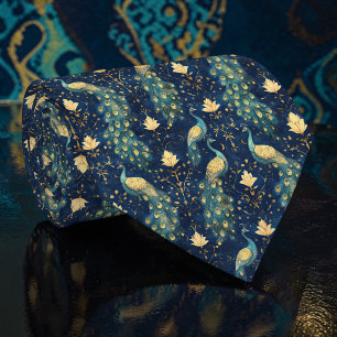 Col cravate personnalisé motif paon