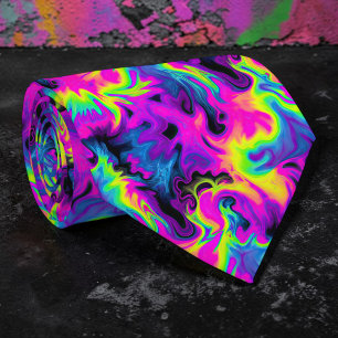 Col cravate personnalisé Tie-Dye néon rétro